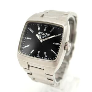 Nixon The Manual Mens 38mm Black TV Dial Watch Stainless Steel w New Battery